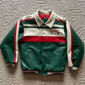 Minnesota Wild Faux Leather Jacket Size L NHL Hockey Professional Sports Club